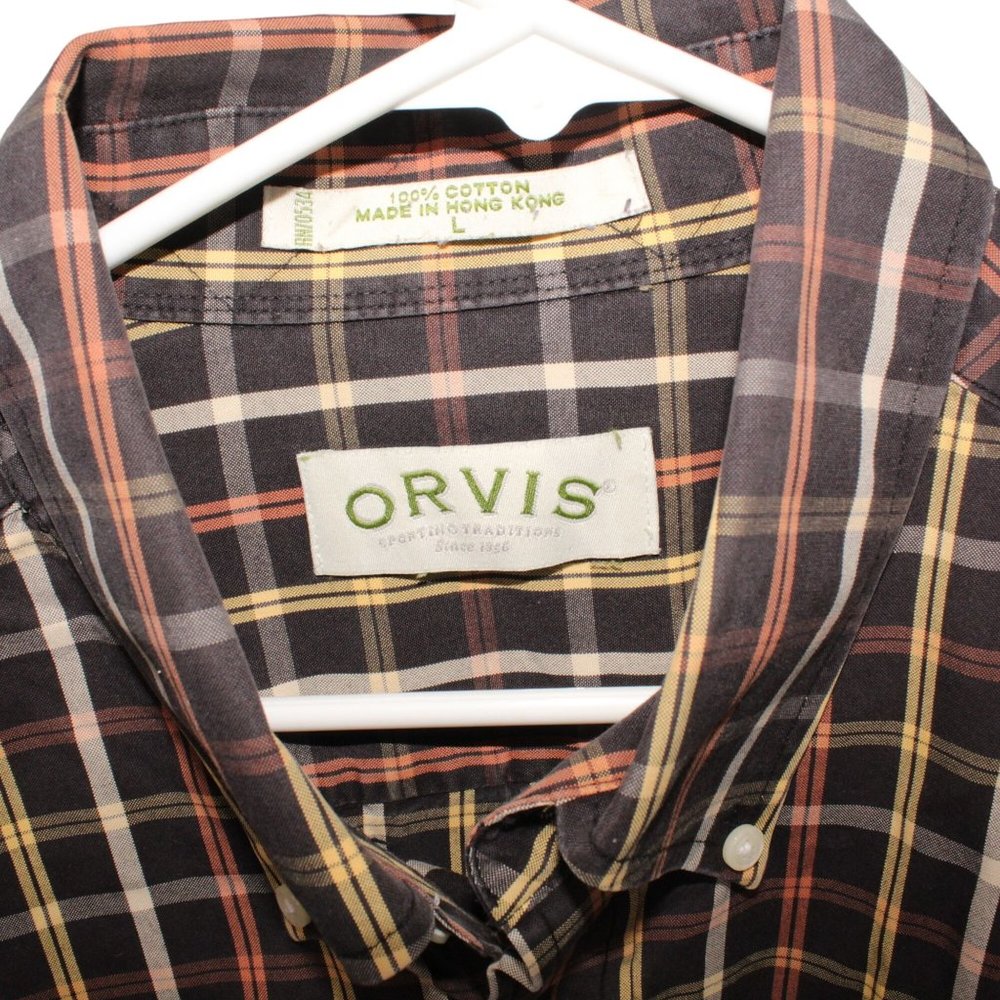 Orvis Mens Multicolor Windowpane Check Long Sleeve 100% Cotton Button Down Shirt - Picture 4 of 9